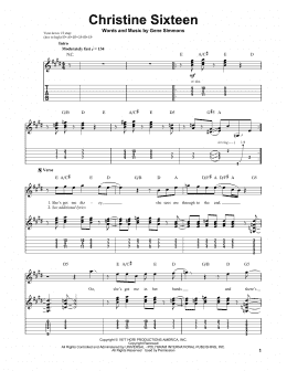 page one of Christine Sixteen (Guitar Tab (Single Guitar))
