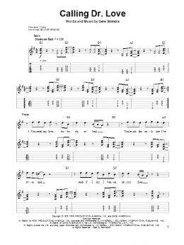 page one of Calling Dr. Love (Guitar Tab (Single Guitar))