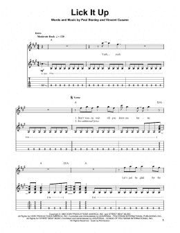 page one of Lick It Up (Guitar Tab (Single Guitar))