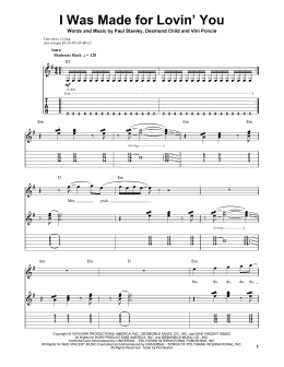 page one of I Was Made For Lovin' You (Guitar Tab (Single Guitar))
