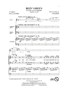 page one of Bein' Green (SATB Choir)