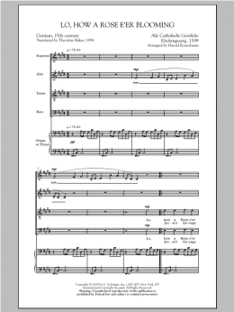 page one of Lo, How A Rose E'er Blooming (SATB Choir)