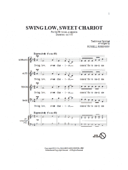 page one of Swing Low, Sweet Chariot (SATB Choir)