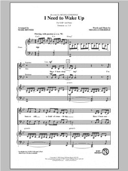 page one of I Need To Wake Up (SAB Choir)