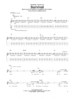 page one of Survival (Guitar Tab)