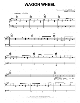 page one of Wagon Wheel (Piano, Vocal & Guitar Chords (Right-Hand Melody))