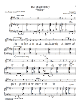 page one of The Minstrel Boy (Piano & Vocal)