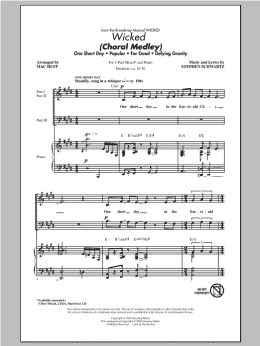 page one of Wicked (Choral Medley) (arr. Mac Huff) (3-Part Mixed Choir)