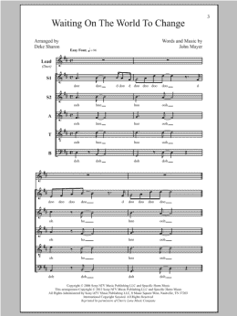 page one of Waiting On The World To Change (SATB Choir)