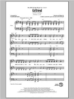 page one of Girlfriend (SSA Choir)