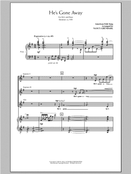 page one of He's Gone Away (SSA Choir)