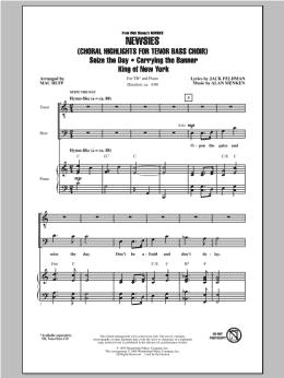 page one of Newsies (Choral Highlights for Tenor Bass Choir) (TB Choir)