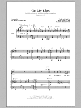 page one of On My Lips (SATB Choir)