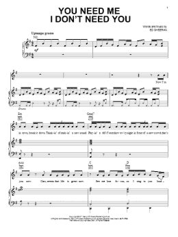 page one of You Need Me I Don't Need You (Piano, Vocal & Guitar Chords (Right-Hand Melody))