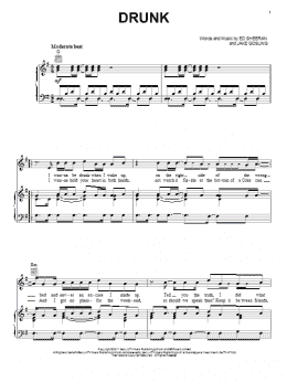 page one of Drunk (Piano, Vocal & Guitar Chords (Right-Hand Melody))