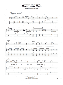 page one of Southern Man (Guitar Tab)