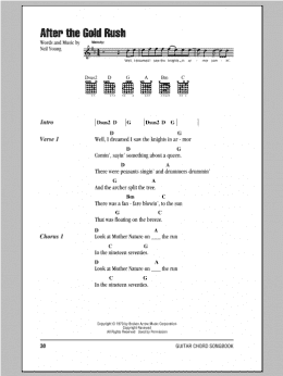 page one of After The Gold Rush (Guitar Chords/Lyrics)