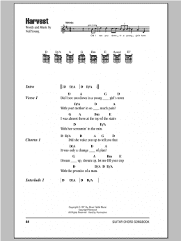 page one of Harvest (Guitar Chords/Lyrics)