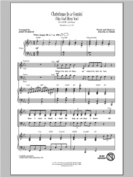 page one of Christmas Is A-Comin' (May God Bless You) (SATB Choir)