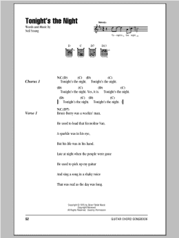 page one of Tonight's The Night (Guitar Chords/Lyrics)