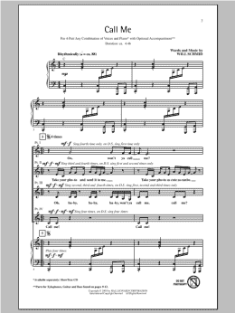 page one of Call Me (4-Part Choir)