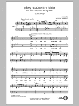 page one of Johnny Has Gone For A Soldier (with When Johnny Comes Marching Home) (2-Part Choir)