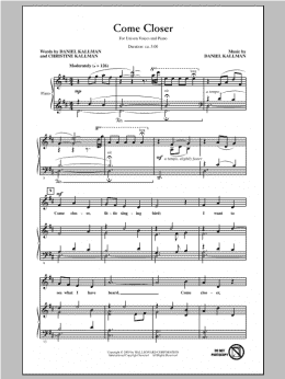 page one of Come Closer (Unison Choir)