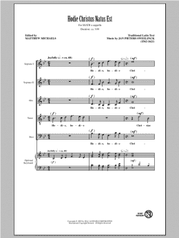 page one of Hodie Christus Natus Est (SATB Choir)