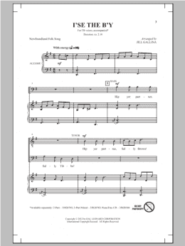 page one of I'se The B'y (TB Choir)