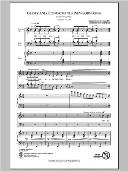 page one of Glory and Honor To The Newborn King (SATB Choir)