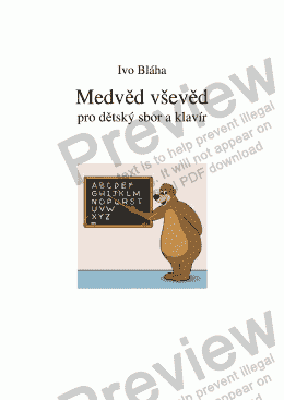 page one of MEDVĚD VŠEVĚD (Bear-Polymath) pro dětský sbor a klavír (Czech words)