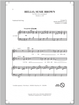 page one of Hello, Susie Brown (2-Part Choir)