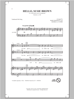 page one of Hello, Susie Brown (3-Part Mixed Choir)
