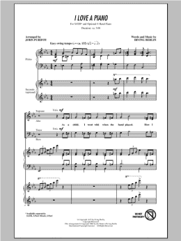 page one of I Love A Piano (SATB Choir)