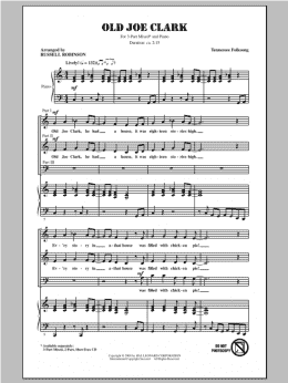 page one of Old Joe Clark (3-Part Mixed Choir)