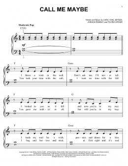 page one of Call Me Maybe (Very Easy Piano)