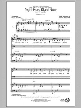 page one of Right Here Right Now (from High School Musical 3) (SATB Choir)