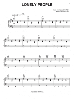 page one of Lonely People (Piano, Vocal & Guitar Chords (Right-Hand Melody))