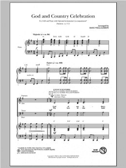 page one of God and Country Celebration (Medley) (SAB Choir)