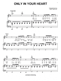 page one of Only In Your Heart (Piano, Vocal & Guitar Chords (Right-Hand Melody))