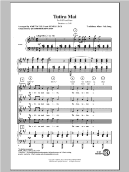 page one of Tutira Mai (We Stand As One) (SATB Choir)