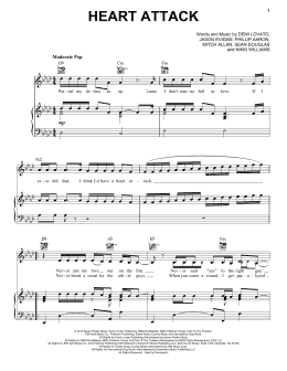 page one of Heart Attack (Piano, Vocal & Guitar Chords (Right-Hand Melody))