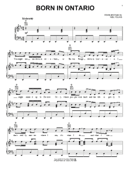 page one of Born In Ontario (Piano, Vocal & Guitar Chords (Right-Hand Melody))