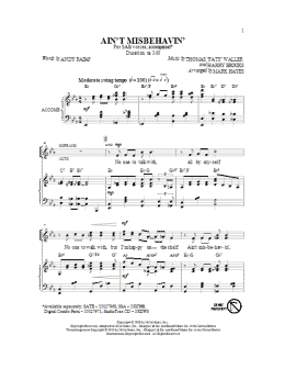 page one of Ain't Misbehavin' (SAB Choir)
