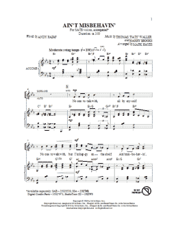 page one of Ain't Misbehavin' (SATB Choir)