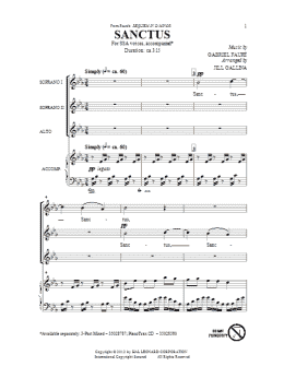 page one of Sanctus (arr. Jill Gallina) (SSA Choir)