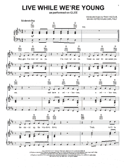page one of Live While We're Young (Piano, Vocal & Guitar Chords (Right-Hand Melody))