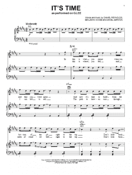 page one of It's Time (Piano, Vocal & Guitar Chords (Right-Hand Melody))
