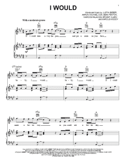 page one of I Would (Piano, Vocal & Guitar Chords (Right-Hand Melody))