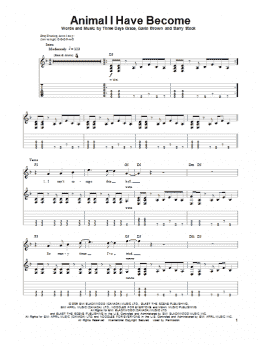 page one of Animal I Have Become (Guitar Tab (Single Guitar))